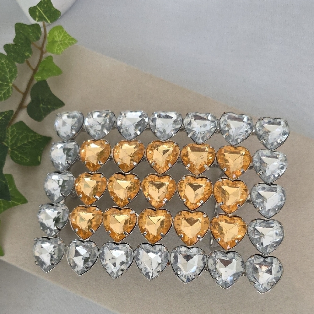 Statement Large Clear And Citrine Acrylic Heart Belt Buckle